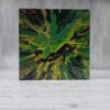 20261022_054348 Invaders shadow box, green black and gold acrylic pour back with hanger, back view